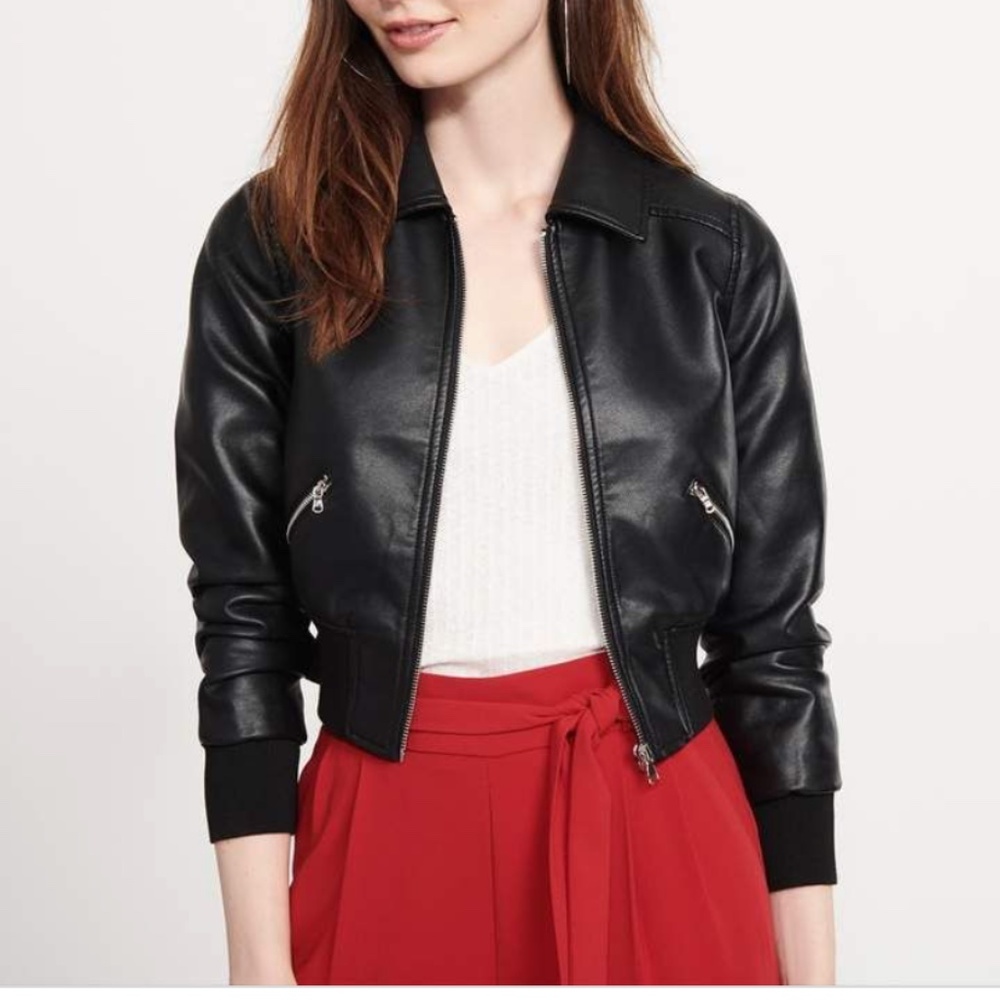 Dynamite pleather bomber jacket